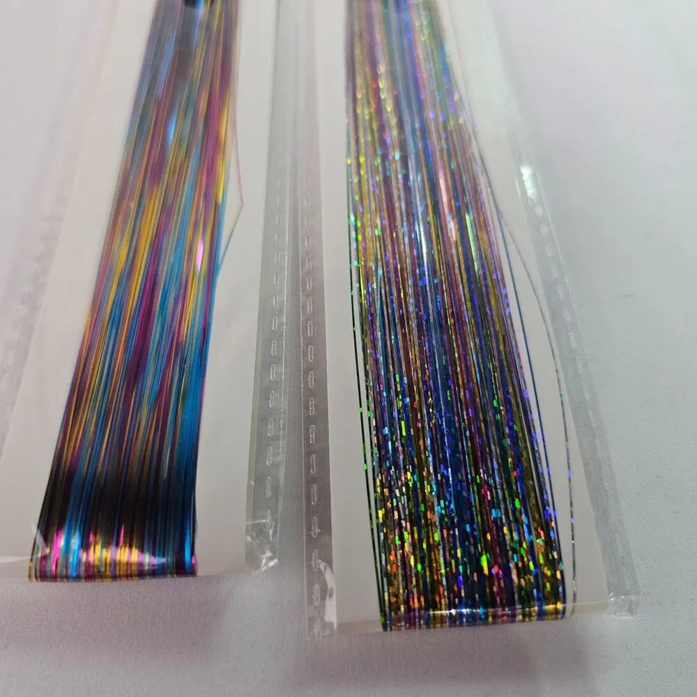Hair Tinsel Extension Kit Multicolor Glitter Strands Tool Clips Beads Lot